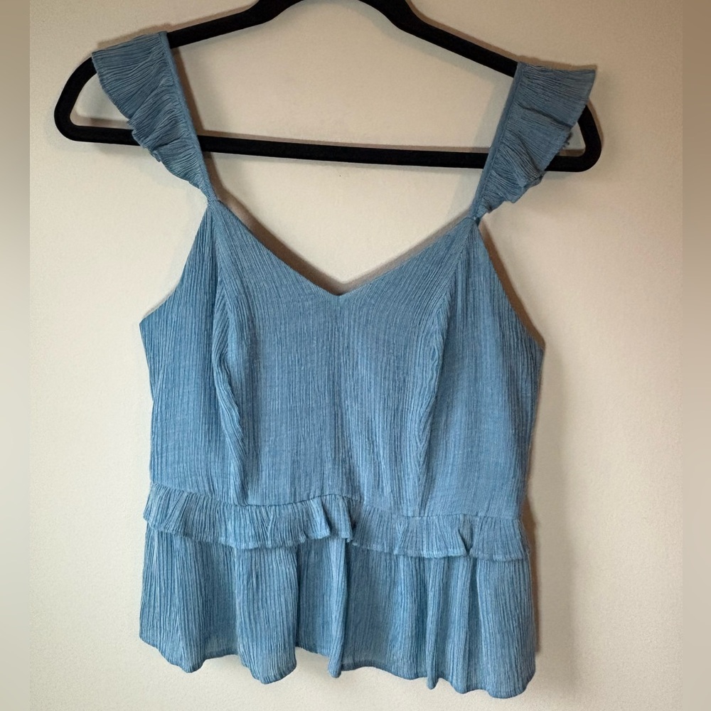 Express Light Blue Ruffled Blouse